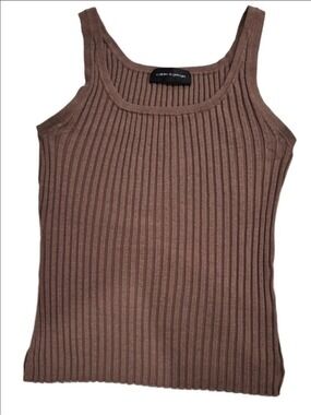 Cable & Gauge Brown Ribbed Tank Top Highly Stretchy One Size Fits Most